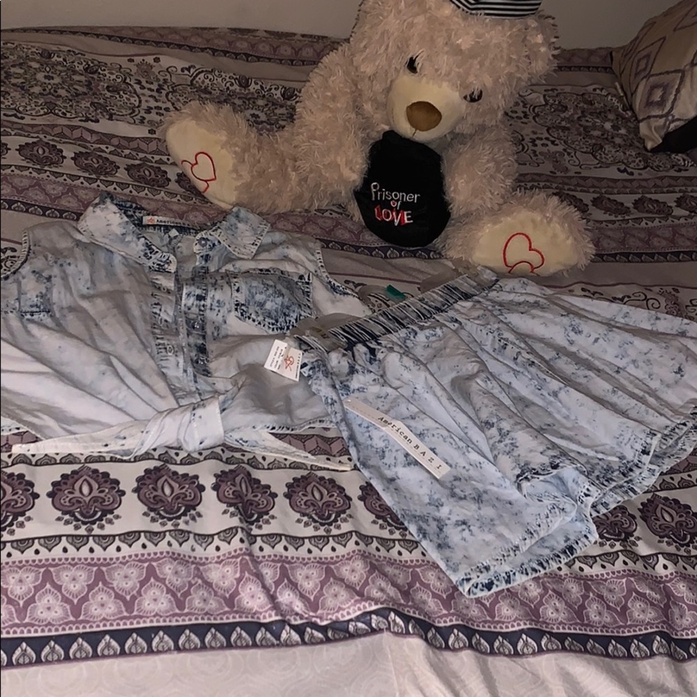 Two piece blue Jean skirts set